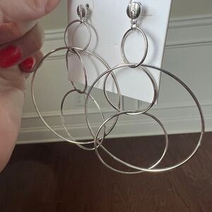 NEW MARLYN SCHIFF Geometric Drop Earrings in Silver Tone